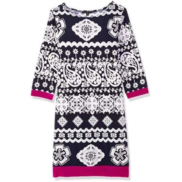 Tiana B 3/4 Sleeve Puff Print Shift Dress - Picture 2 of 6